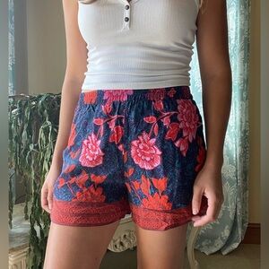 Anthropologie boho floral rayon shorts